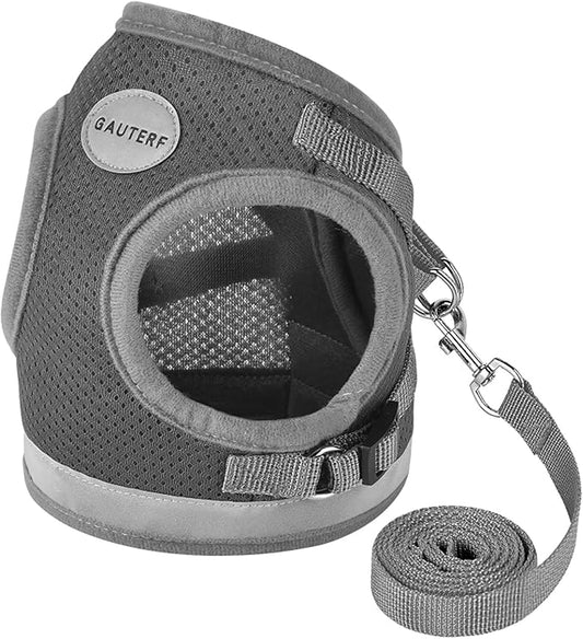 Cat Harnesses and Puppy Harness with Leashes Set, Escape Proof Cat Harness, Adjustable Reflective Soft Mesh Vest Fit Puppy Kitten Rabbit Ferrets's Outdoor Harness