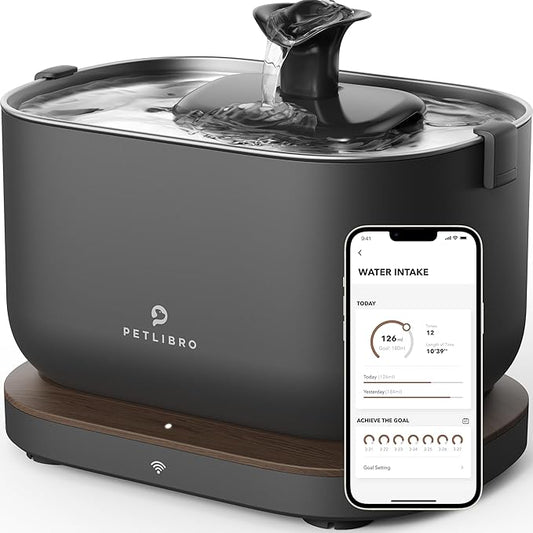 PETLIBRO Cat Water Fountain, App Monitoring Pet Fountains for Cats Indoor with Stainless Steel Tray, 2.5L/84oz Dockstream Automatic Water Dispenser for Drinking, 2.4G Wi-Fi Smart Bowl Inside
