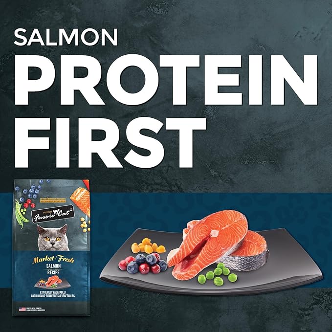 Fussie Cat Market Fresh Salmon Recipe,Dry Cat Food, 10lb Bag