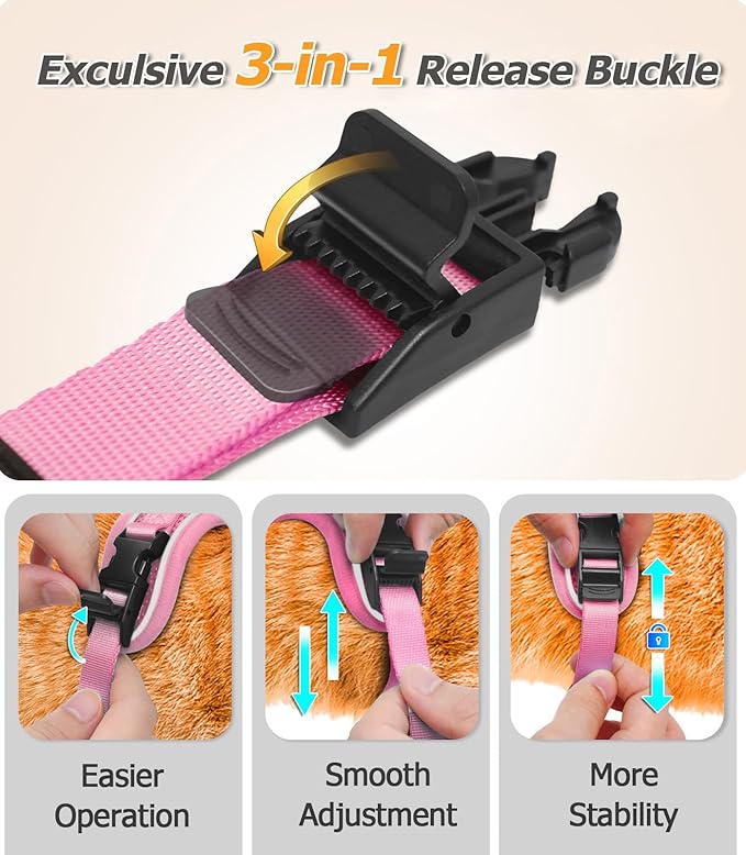 Halypet Cat Harness and Leash Set [MAX Safety 4th-Gen Upgrade] Escape Proof Adjustable Cat Leash Comfortable Soft Vest Easy to Wear Kitten Harness with Reflective Strip for Cats Walking, XS Pink