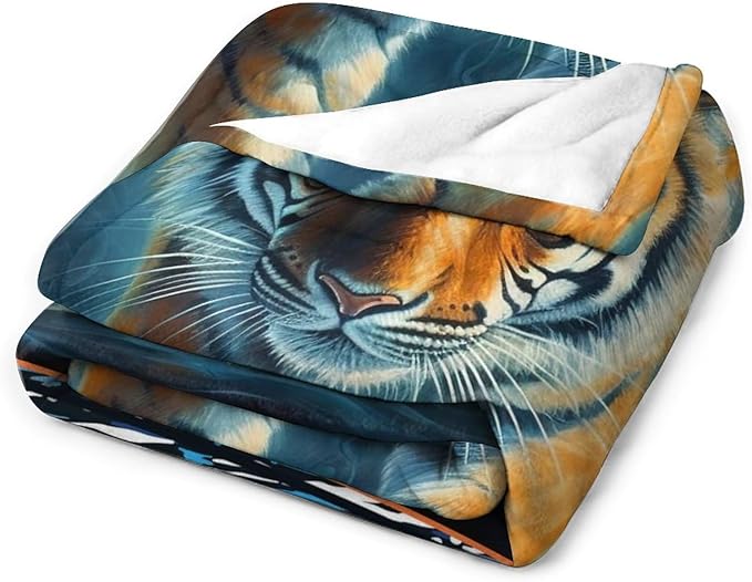 Tiger Blanket Wild Animal Print Throw Blankets for Couch Sofa Bed Stuff Decor Soft Cozy Fleece Plush Flannel Bedding Gifts for Men Women Adults Lover 50"x60"