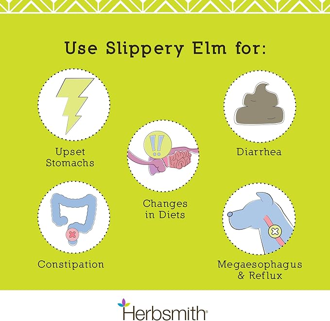 Herbsmith Organic Slippery Elm - Digestive Aid for Dogs and Cats - Constipation and Diarrhea Relief for Dogs and Cats - Megaesophagus Dog Aid - 150g