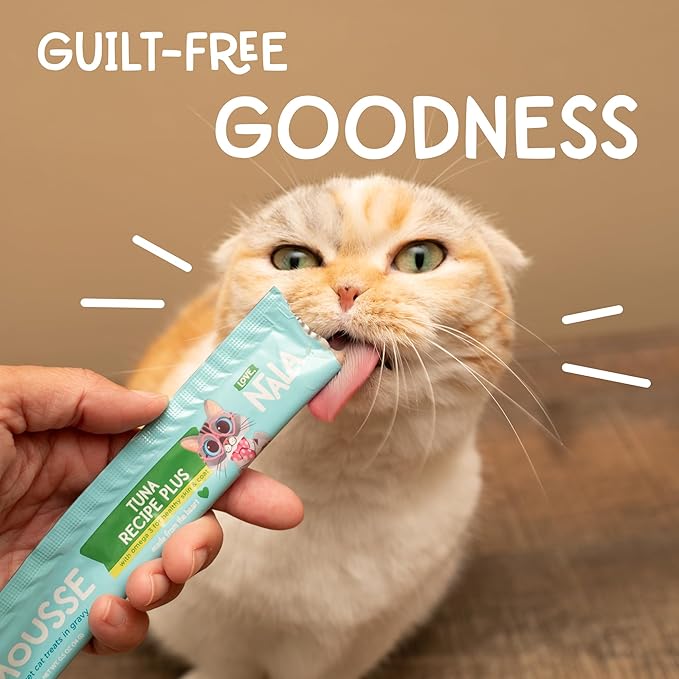 Love, NALA Lickable Cat Treats Squeeze Up, Sachet Tuna Mousse, Puree Wet Cat Treats - Grain Free Cat Treats Lickable, Natural Cat Squeeze Up Treats- Cat Puree Meal Topper - 4 Pack 2oz.