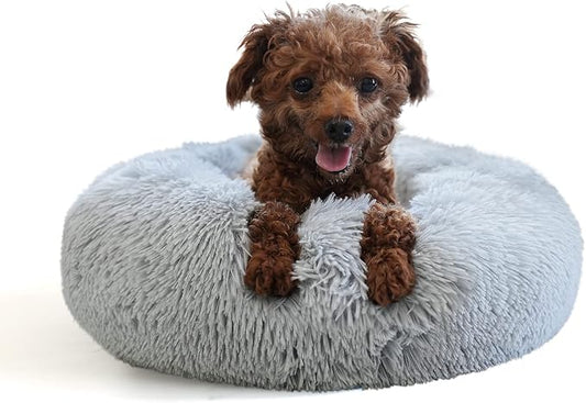 Tiny Dog Bed Fluffy Puppy Bed Washable Donut Anti Slip 15 Inches