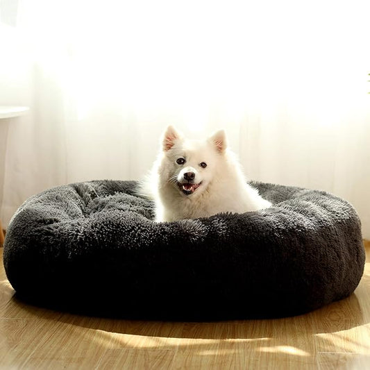 JEMA Calming Small Dog Beds for Small Dogs,Washable Donut Cuddler Pet Bed Cushions,Durable & Cozy Soft Dog Bed with Removable Pad 22 Inch