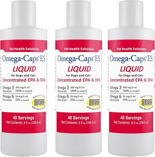 Omega-Caps ES Liquid for Dogs and Cats, Concentrated EPA and DHA, Omega-3 Liquid Supplement, Fatty Acids, Antioxidants, Vitamins Minerals, Supports Healthy Joints, Skin & Coat, 24-oz