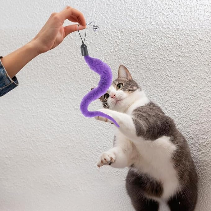 10 Packs Cat Worm Toy Refills Cat Wand Replacement Worms Interactive Cat Wand Replacement Cat Toys Interactivefor Teaser Play and Chase Exercise with Kitten(Multi Colored)