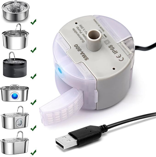 Cat Water Fountain Pump,Pet Water Fountain Pump Replacement Pump SMA-800 Submersible Motor,Cat Fountain Pump Compatible with Stainless Steel Pet Fountain(SMA-800)