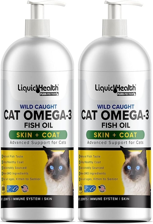 Liquid Health Pets Purr-Fection Omega 3 Fish Oil for Cats - Liquid Omega 3 for Cats with EPA+DPA+DHA, Cat Omega 3 Supplement May Reduce Itching, Support Joint, Immunity, Brain, Heart Health (2 Pack)