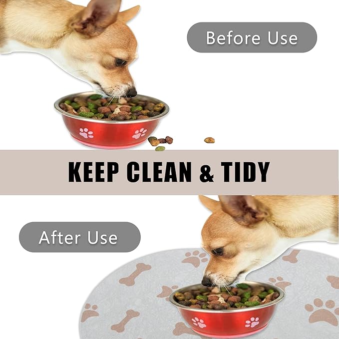 YCT Dog Food Mat - Cat Dish Mat Dog Bowl Mat - No Stains Easy Clean Dog Mat for Food and Water - Absorbent Quick Dry Pet Mat, 16.9"x24" Navy Blue