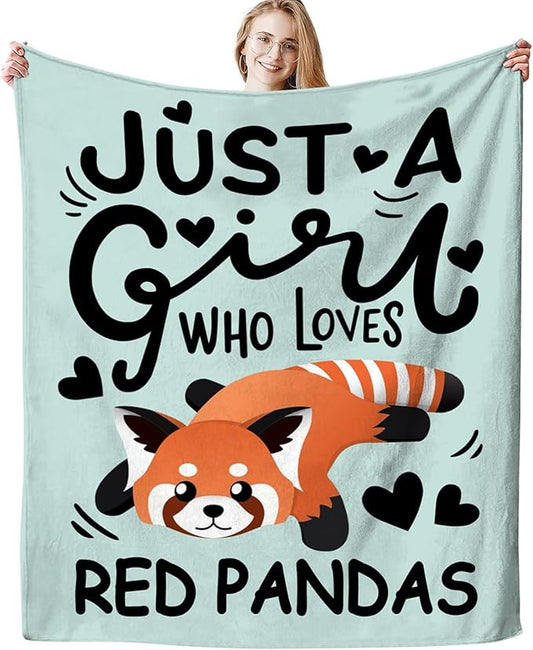 Red Panda Blanket Soft Cozy Warmth Flannel Red Panda Throw Blankets Just A Girl Who Loves Red Panda Blankets Bedding Decor for Red Panda Lover Girls Women Adults Gifts 60"x50"
