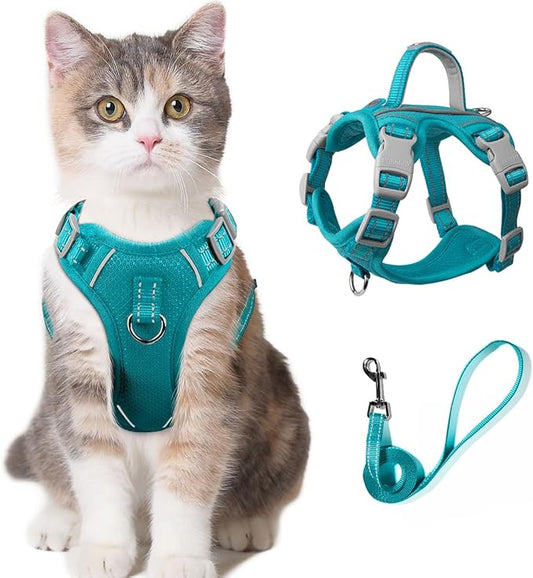 Cat Harness and Leash Set for Walking Escape Proof for Small Large cat Kitten Harness with ID tag Pocket (Blue,XXS)