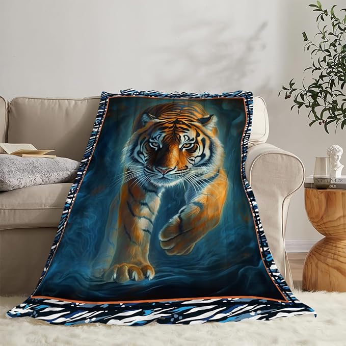 Mexican Tiger Blanket Wild Animal Print Throw Blankets for Couch Sofa Bed Stuff Decor Soft Cozy Fleece Plush Flannel Bedding for Baby Girls Boys Kids Women Man Adults Lover 40"x50"