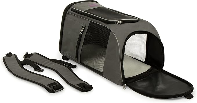 TrustyPup 2-in-1 Pet Backpack Travel Carrier, Airline Approved & Guaranteed On Board - Gray, Medium