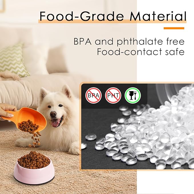 Dog Food Scoop-Melamine Pet Food Measuring Cup - 1 Cup 1/2 Cup 1/4 Cup Dog Cat Bird and Rabbit Food Feeding Scoop Dishwasher Safe - Orange