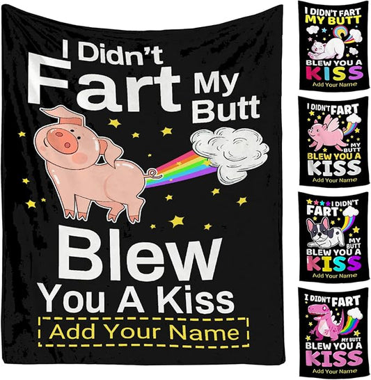 Custom Funny Pig Blanket Gift for Men Women, 50x60 Inches Soft Flannel Cozy Throws Blankets Funny Gift Idea for Adult Teen Kids Girls Boys Animals Pattern for Birthday Christmas Bed Sofa Couch