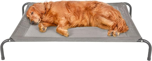 FurHaven Elevated Pet Cots - Cooling & Breathable Nylon Mesh Hammock for Large Dogs/Easy-to-Assemble / / Durable and Reinforced/Perfect for Rest & Relaxation Outdoors - Graphite Gray, Large