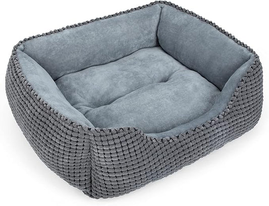 MIXJOY Dog Bed for Large Medium Small Dogs, Rectangle Washable Sleeping Puppy Bed, Orthopedic Pet Sofa Soft Calming Cat Beds Indoor Cats, Anti-Slip Bottom with Multiple Size (25'', Grey)