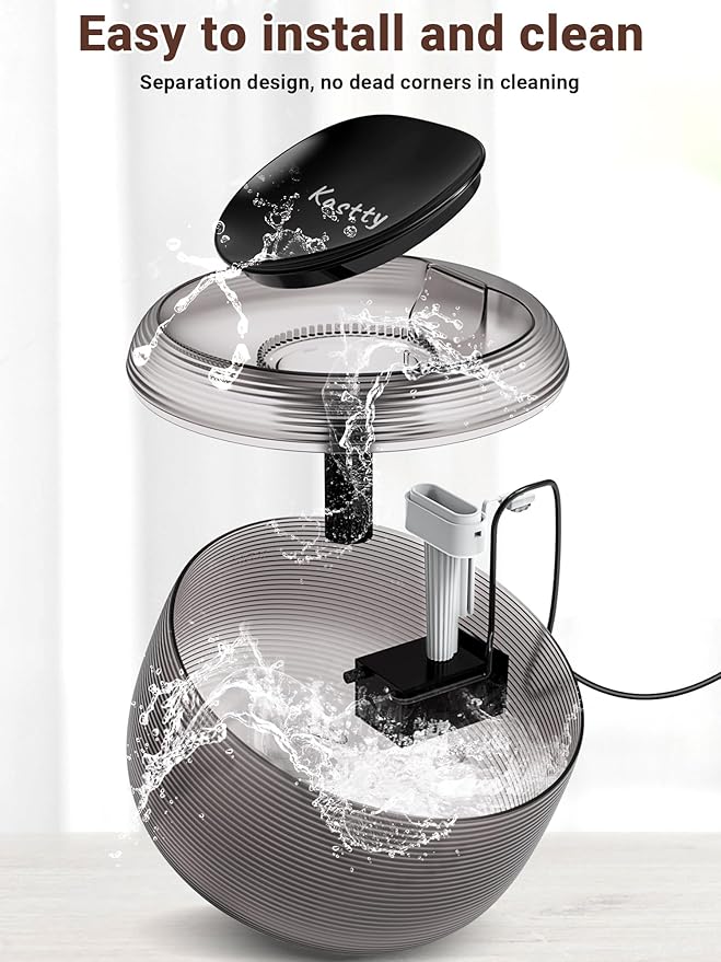 Kastty Quiet Cat Water Fountain, 3.5L/118oz Large Capacity Pet Water Fountain for Cats Fountain Indoor with Water Level LED Light, Easy Cleaning Cat Fountains for Drinking Automatic Dog Water Fountain