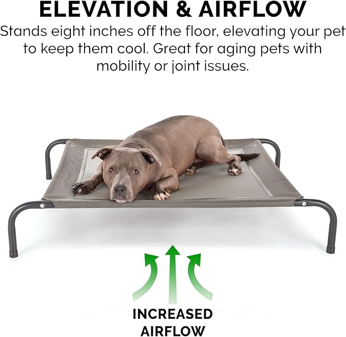 FurHaven Elevated Pet Cots - Cooling & Breathable Nylon Mesh Hammock for Large Dogs/Easy-to-Assemble / / Durable and Reinforced/Perfect for Rest & Relaxation Outdoors - Graphite Gray, Extra Large