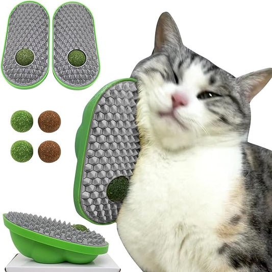 2 Pcs Catnip Toys Balls That Stick on Wall,Cat Toy Ball, Catnip Wall Balls for Cats Lick,Cat Face Scratchers, Cat self Groomer for Indoor Cats, Cat Corner Brush Wall
