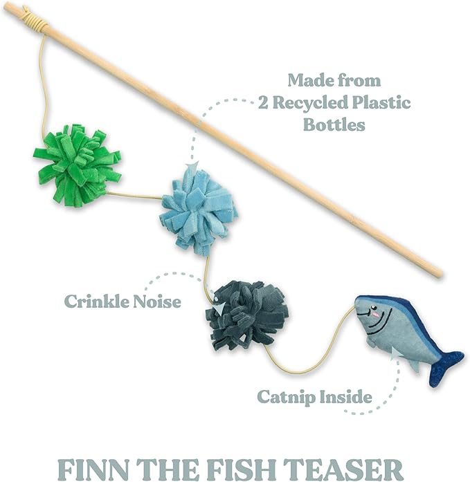 Stuffed Animal Cat Toy | Arctic Collection | Fish Teaser Toy for Indoor Cats | Cute Interactive Plush Toys for Swatting and Playing | Made of Eco-Friendly & Recycled Materials - Go Green!