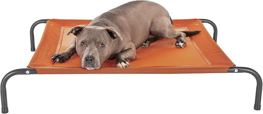 FurHaven Elevated Pet Cots - Cooling & Breathable Nylon Mesh Hammock for Dogs/Easy-to-Assemble / / Durable and Reinforced/Perfect for Rest & Relaxation Outdoors - Terracotta Red, Medium