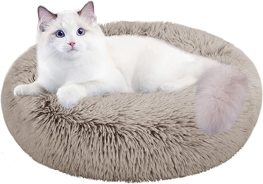 Nisrada Cat Beds for Indoor Cats,20 Inch Dog Bed for Small Melium Large Dogs, Washable-Round Pet Bed for Puppy and Kitten with Slip-Resistant Bottom