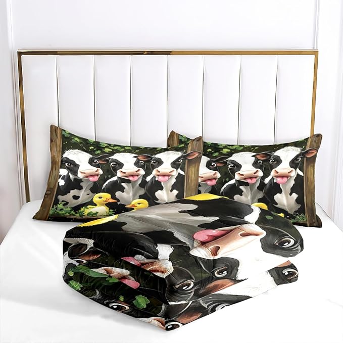 Highland Cattle Comforter Set Twin Cute Animal Bedding Set Aesthetic Comforters Soft Down Alternative Comforter Sets Teens