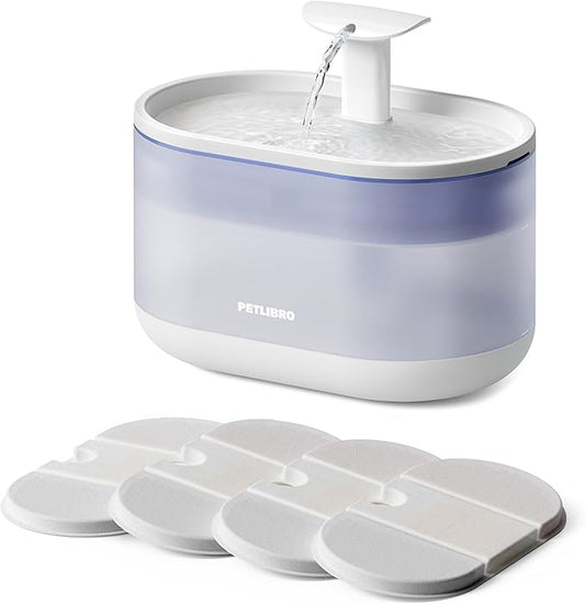 PETLIBRO Cat Water Fountain, 71fl oz/2.1L Ultra Quiet Pet Water Fountain for Cats Inside, BPA-Free, Two Flow Modes,Visible Water Level Cat Fountain Water Bowl, Dog Water Dispenser with 4 Large Filters
