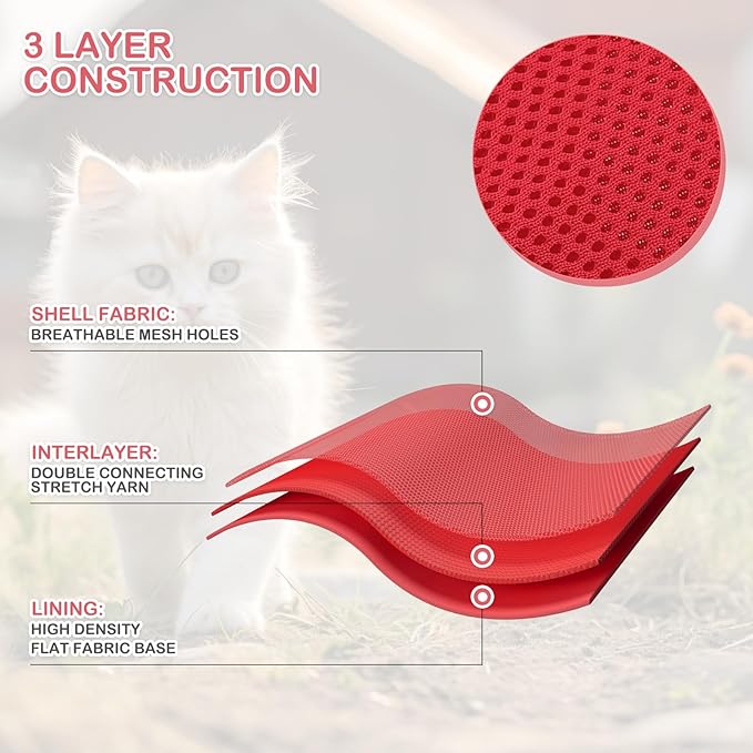 MoNiBloom Soft Cat Harness for Walking Escape Proof and Travel, Kitten Adjustable Breathable Vest Harness - Red, XS