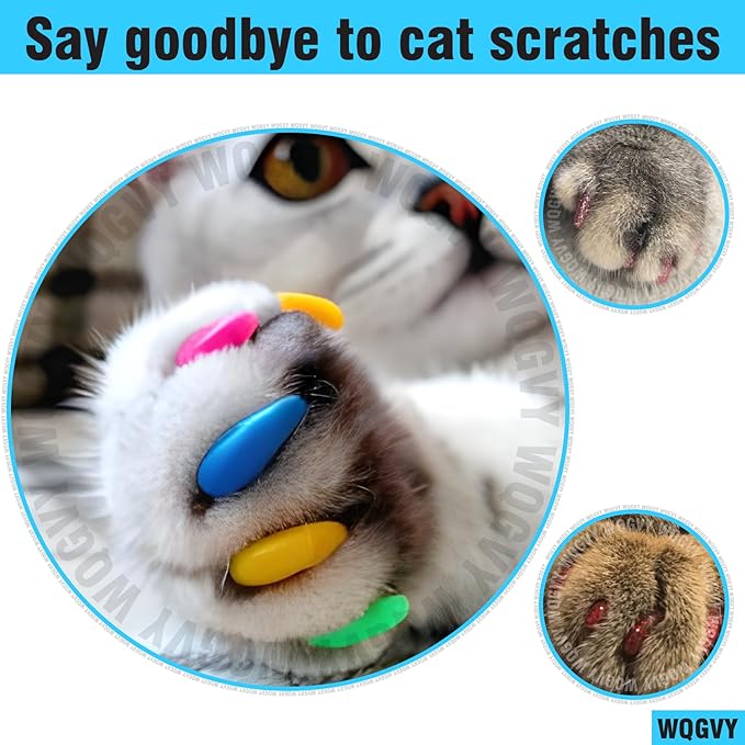 15 Colors / 150 pcs Cat Nail Caps | Cat Claw Covers with Adhesives and Applicators (L)