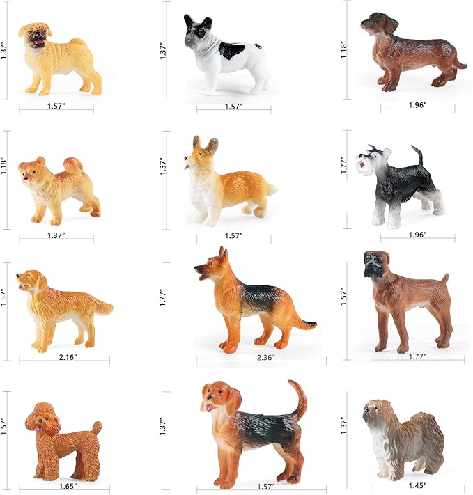SIENON 12 Mini Dog Figurines, Realistic Puppy Figures, Cake Topper, Easter Eggs & Birthday Toy Set