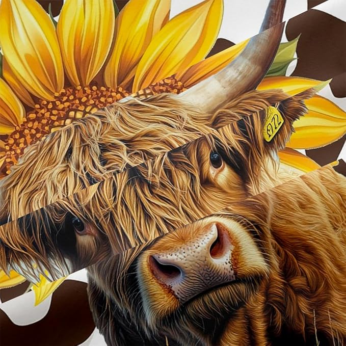 Highland Cattle Comforter Set Twin Cute Animal Bedding Set Aesthetic Microfiber Comforters Soft with 1 Pillowcase
