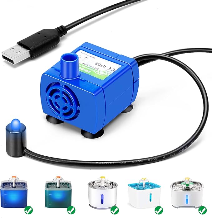 Cat Water Fountain Pump, Pet Water Fountain Pump Compatible Motor, for Cat Drinking Fountain Cat Water Dispenser Replacement (Pump)