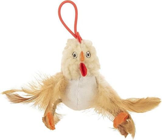 Petlinks HappyNip Flying Chicken Electronic Sound Launcher Cat Toy, Contains Silvervine & Catnip, Battery Powered - Beige, One Size