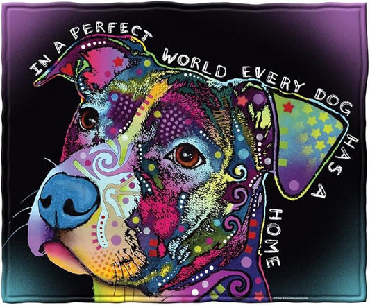 Dawhud Direct Colorful Dog Fleece Blanket for Bed, 50" x 60" Dean Russo II Dog Fleece Throw Blanket for Women, Men and Kids - Super Soft Plush Dog Blanket Throw