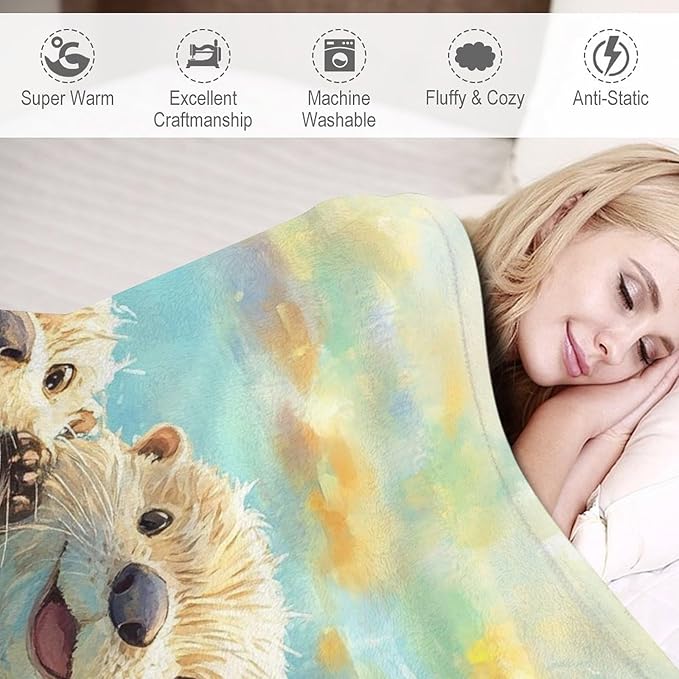 Otter Gifts for Girls, Boys & Kids - Otter Lover Throw Blankets, Soft & Warm Fleece & Flannel Plush Blankets for Bed, Sofa, Couch - 40"x50"