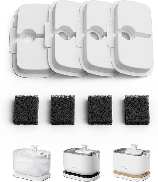 PETLIBRO 4 Packs Replacement Filters for Dockstream Cat Water Fountain PLWF105/PLWF115/PLWF005, 2 Months Set of Replacement Filters for Ultra Quiet Pet Water Fountain