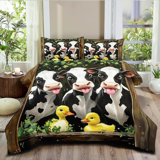 Highland Cattle Comforter Set Twin Cute Animal Bedding Set Aesthetic Comforters Soft Down Alternative Comforter Sets Teens