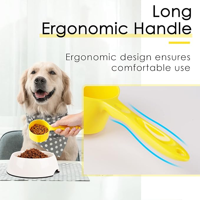 SUPERDESIGN 1/2 Cup Dog Food Scoop for Container Melamine Measuring Scoop for Dogs Cats Birds and Rabbits Pet Food Feeding Scoop Dishwasher Safe - Yellow