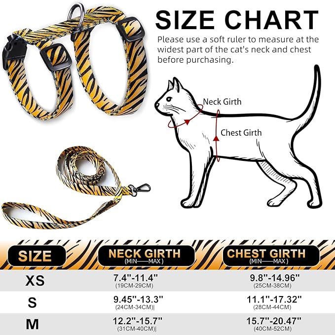 Cat Harness and Leash Escape Proof, Adjustable Soft Cat Collar and Leash for Outdoor Walking & Travel with Breathable Nylon, 4.9ft Cat Harness - Lightweight & Safe Small Kitten Leash [XS]