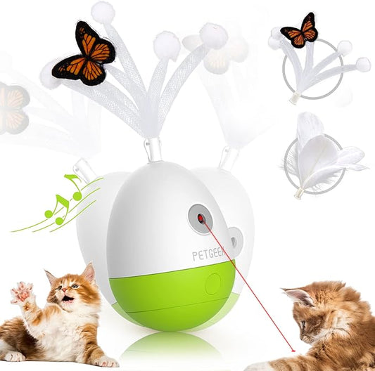 PETGEEK Laser Pointer Cat Toy Interactive Cat Toy for Indoor Cat Toys, Cat Laser Toy with Bird Squeaky, Cat Toy with Cat Wand Replacement, Best Gift for Birthday, Thanksgiving, Christmas, New Year