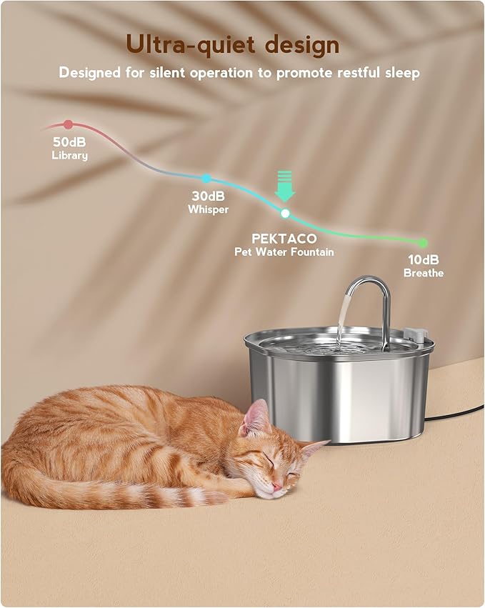 Cat Water Fountain, 3.2L/108oz Stainless Steel Pet Water Fountain for Cats/Dogs Indoor, Dog Drinking Dispenser Metal Kitty Spout with 3 Replacement Filters