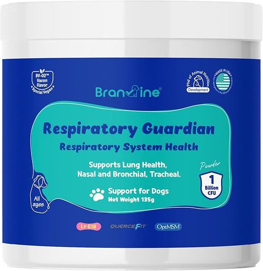 Respiratory Guardian for Dogs - Supports Lung Health, Nasal, Bronchial and Tracheal, Vegan Bacon Flavor (135g) with Quercefit® and Respiratory Probiotics