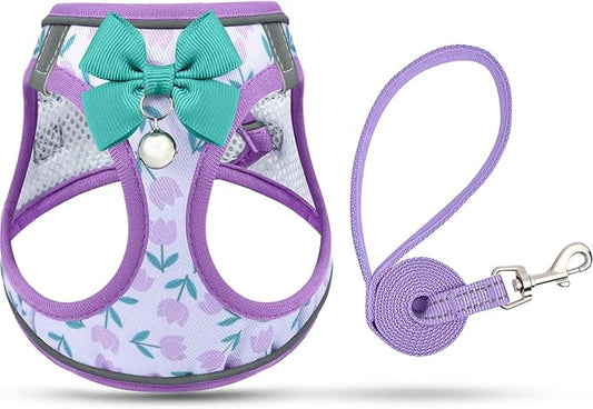 Cat Harness and Leash Escape Proof for Walking, Adjustable Soft Kitten Harness with Reflective Straps Step in Cat Vest Harness for Small Kitten and XS Dogs (Purple, XS-Chest(10.2"-11.8"))