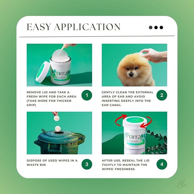 Ear Cleaning Wipes for Dogs and Cats 180 Count | for Small-Medium Breeds | Soothes, Deodorizes, Removes Ear Wax, Ear Relief | Gentle, Aloe Based, Fragrance-Free, pH-Balanced Formula