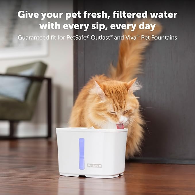 PetSafe Ion-X Cat and Dog Fountain Filters, 4-Pack, Dual Filtration for Cleaner and Fresher Water, Replacement Water Fountain Filter for PetSafe Outlast Pumpless Pet and Viva Pet Water Fountains