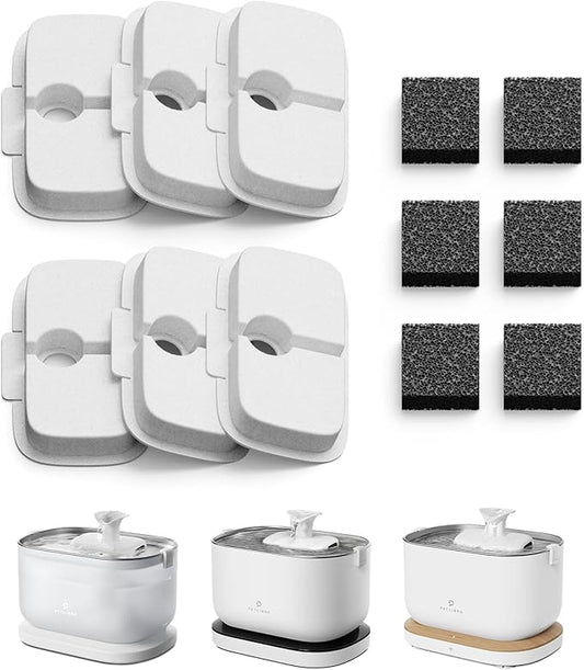 PETLIBRO 6 Packs Replacement Filters for Dockstream Cat Water Fountain PLWF105/PLWF115/PLWF005, 3 Months Set of Replacement Filters for Ultra Quiet Pet Water Fountain