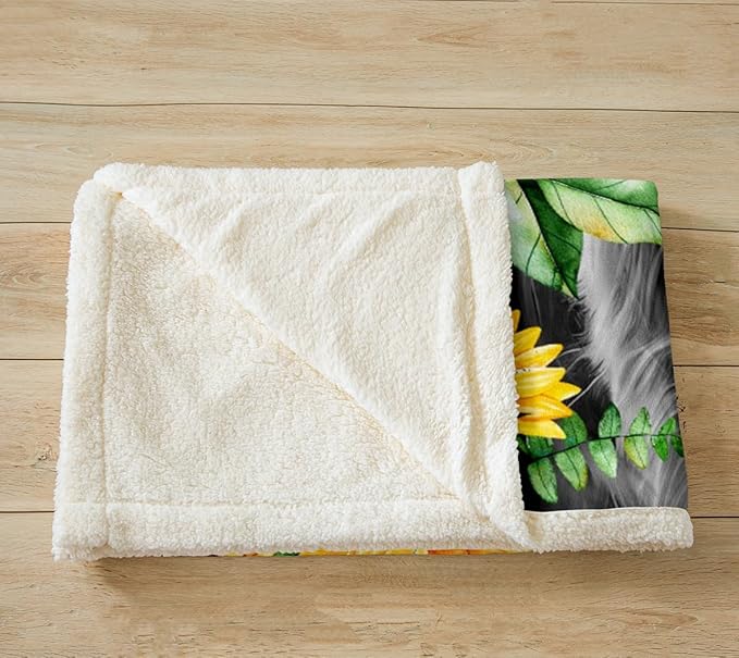 Highland Cow Fleece Throw Blanket Sunflower Floral Western Cow Bull Sherpa Blanket for Bed Couch Sofa Girls Farmhouse Wildlife Animal Plush Blanket Soft Black Fuzzy Blanket Room DecorQueen 90"x90"
